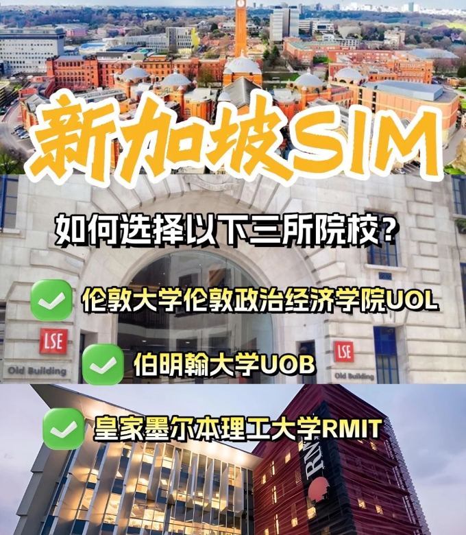 新加坡管理学院SIM选择UOL、UOB还是RMIT？